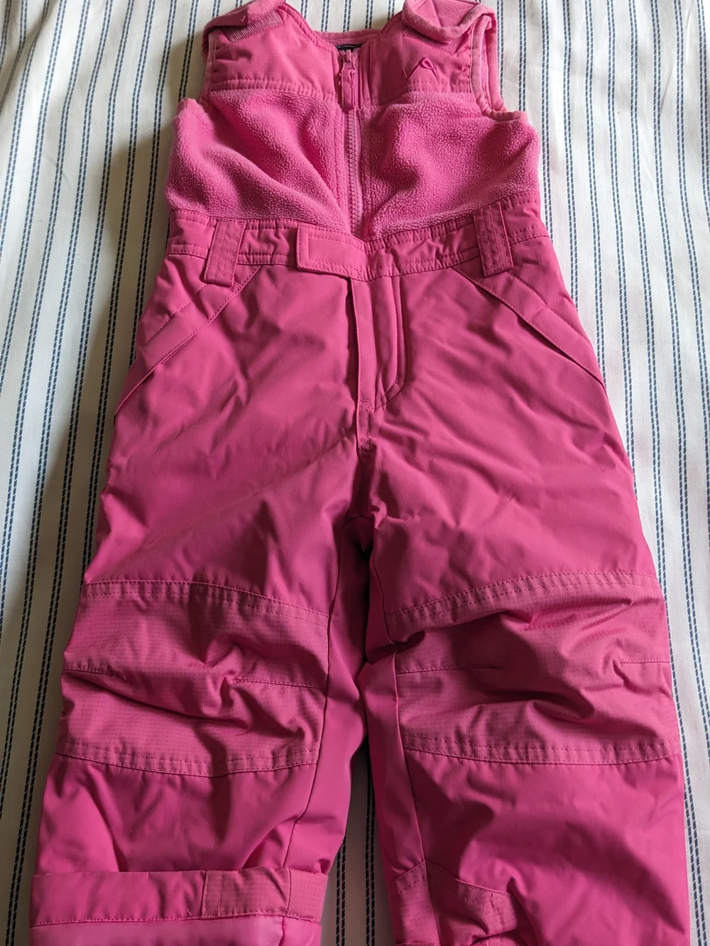 Girls' Bright Pink Insulated Snow Overalls with Fleece Bib